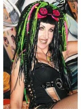 Single Green & Black Dread Falls rexlace tubing beads hair extensions dreads